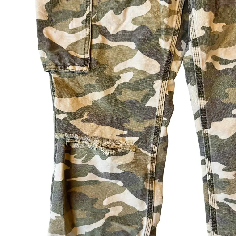 Carhartt Distressed Camo Cargo Pants Men’s Relaxed Fit Gorpcore Workwear - 34x30